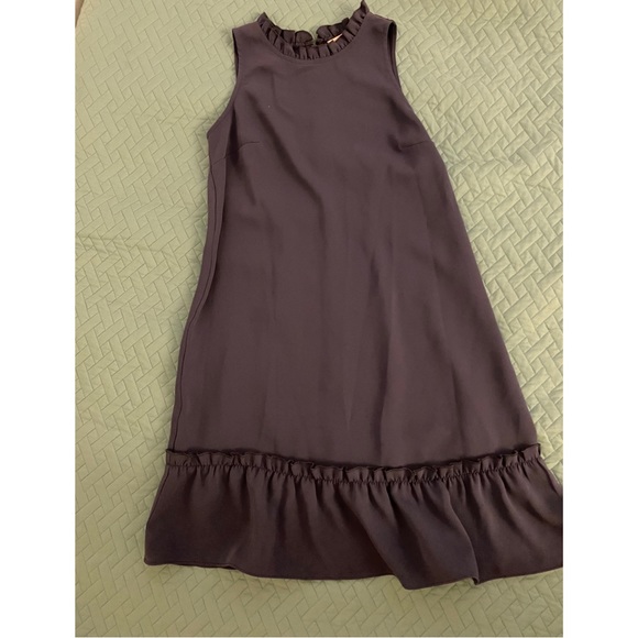 Loft High neck ruffle trapeze gray dress Size: XXSP - Picture 3 of 9